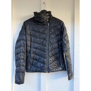 Patagonia Medium Black Prow Asymmetrical Moto Jacket Puffer Coat Motorcycle Down